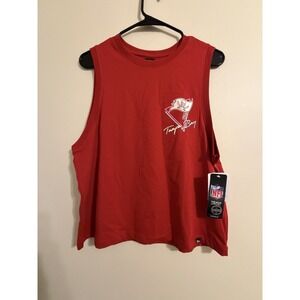 Tampa Bay Buccaneers Tank Top Women Large Red Shirt Sleeveless Flag Logo NFL